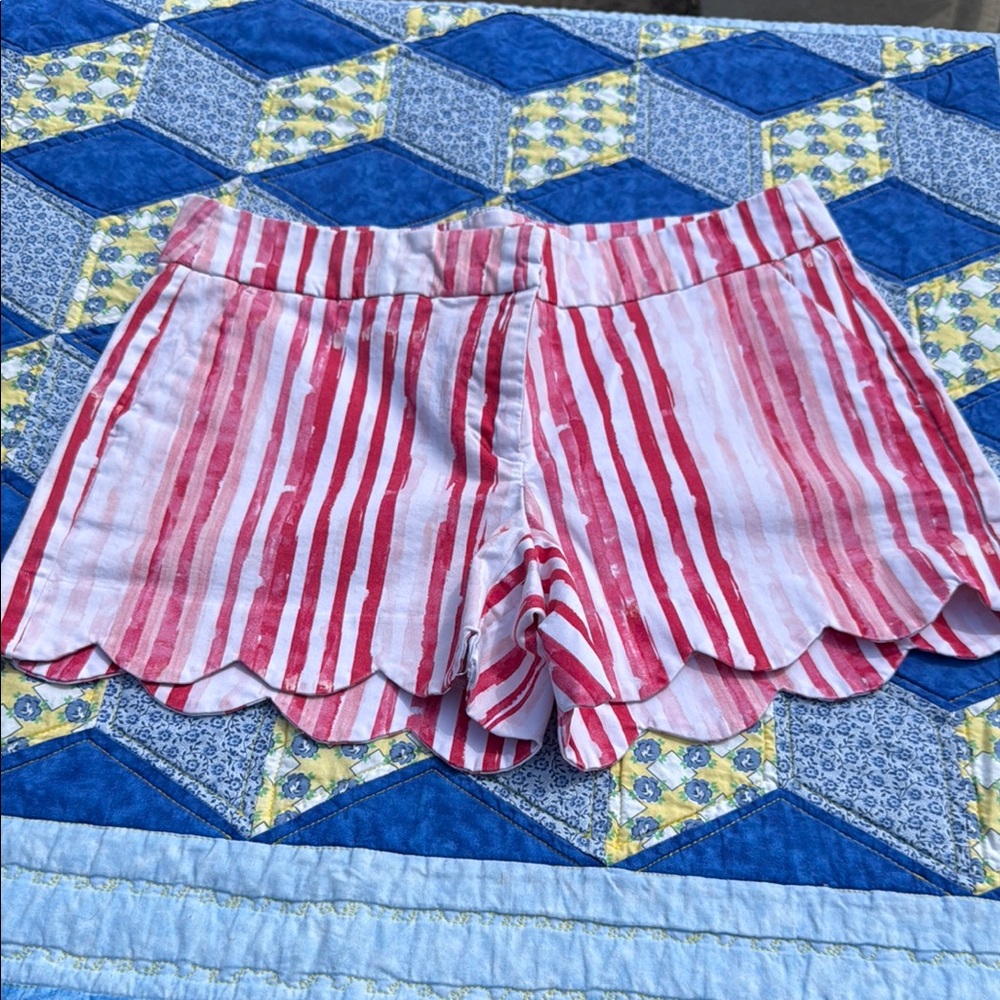 Striped Red and White Women's Shorts